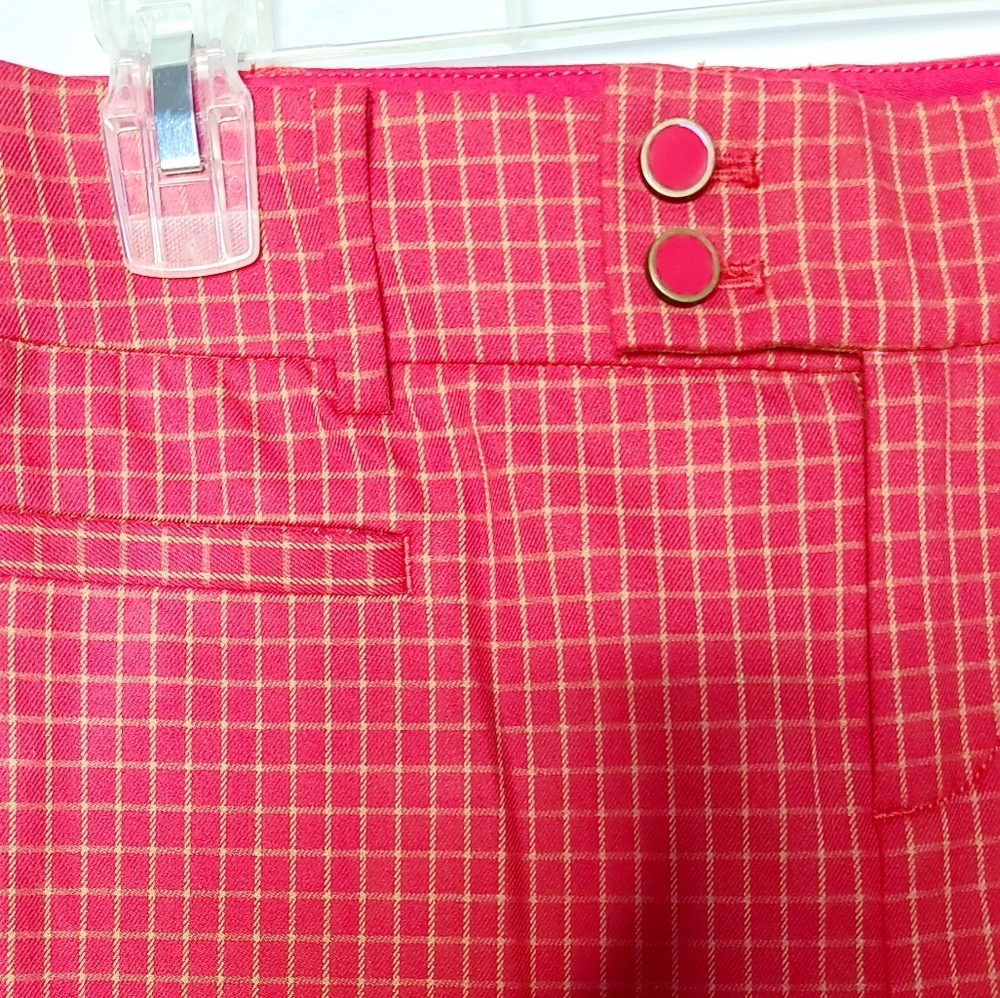 NWT Anthropologie straight leg checkered red career business work pants sz 2 - Picture 6 of 11